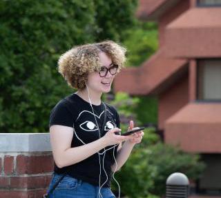 Student with phone