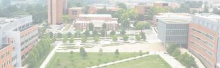 Overhead view of campus buildings